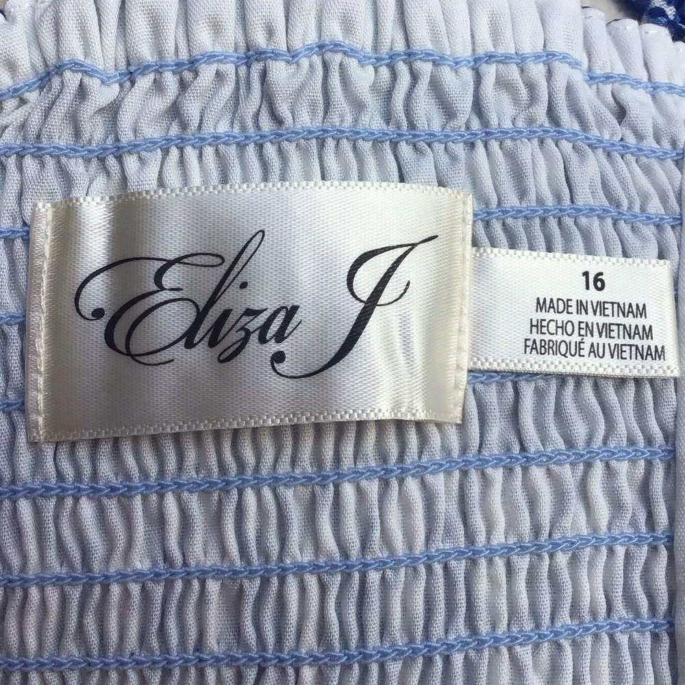 Eliza J Smocked Tiered Ruffle Sleeve Midi Dress NEW - Picture 10 of 11